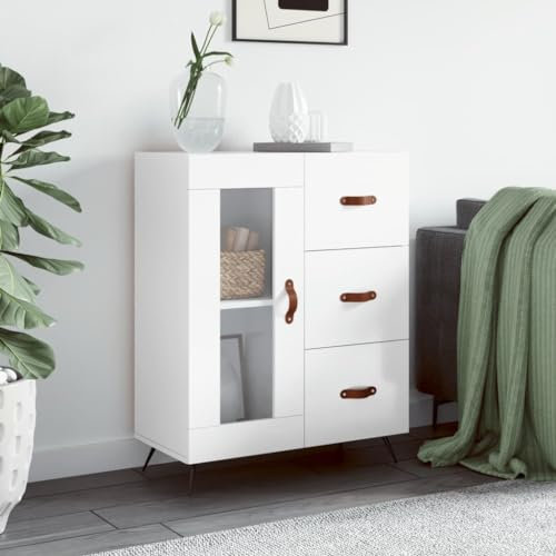 Higsose Sideboard Hochglanz-Weiß 69,5x34x90 cm Holzwerkstoff Hochschrank Buffet Schrank Badschrank Hochschrank Kitchen Cabinet Küchenbuffet Hochschrank Fürs Badezimmer Hochkommode