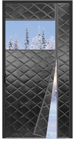 Magnetic Thermal Insulated Door Curtain, Side Opening Magnetic Screen Door, Upgrade Thermal Door Cover Prevent Heat Loss Wind, Cold and Noise Proof (Black, 100 * 200cm)