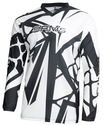 Sam's Herren Motocross-Shirt MX Jersey Langarm, Atmungsaktiv Dirt Enduro MTB Mountainbike Trikot, Schwarz Weiß/LogoBig Schwarz, 4XL, SMJ-01
