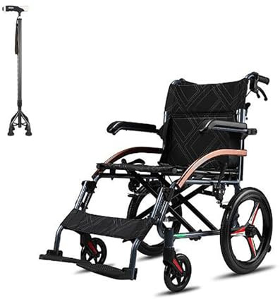 Faltrollstuhl selbstfahrend Ultraleichte, selbstfahrende Transfer-Rollstühle mit Handbremse, kippsicherem Hinterrad und offener Armlehne, einfaches Auf- und Absteigen (Size : A)