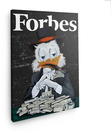 Art100 Leinwandbild - Dagobert Duck 120x80cm Hochwertiger Kunstdruck, Leinwandbild | modernes Wandbild Forbes Duck Donald Duck | coole Wandbilder für das Wohnzimmer | Art Bilder