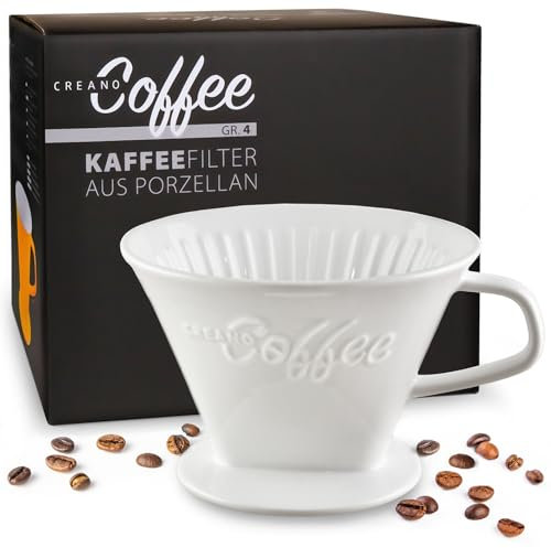 Creano Filtro per caffè in porcellana, misura 4, per sacchetti filtranti, misura 1 x 4, bianco