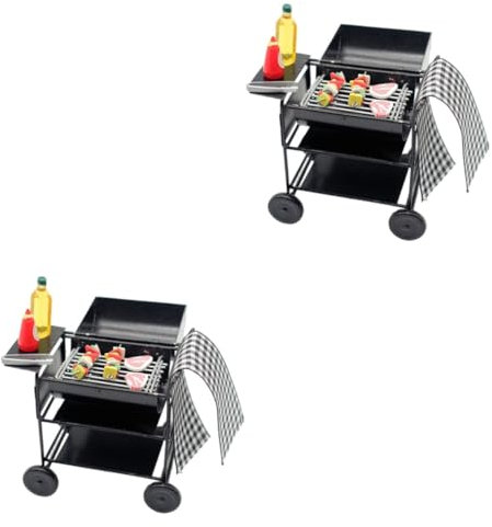TOYANDONA 2 Sätze Mini-Grill Möbel Küchengeräte Grill Modell Puppenhausgrill Küchengrill Mini- -dekor Mini-küche Als Requisite Puppenhaus Miniaturgrill Grillmaschine Legierung Klein