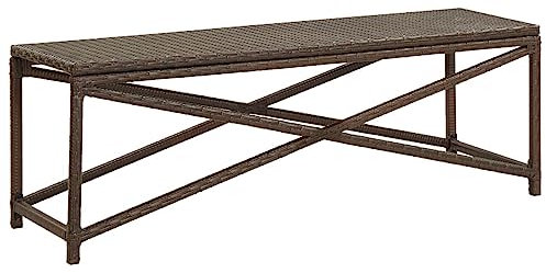 Rantry Casa Gartenbank 120 cm aus braunem Polyrattan, Gartenbank, Balkonbank, strapazierfähige Bank für Balkon, Terrasse & Garten, Haus Möbel