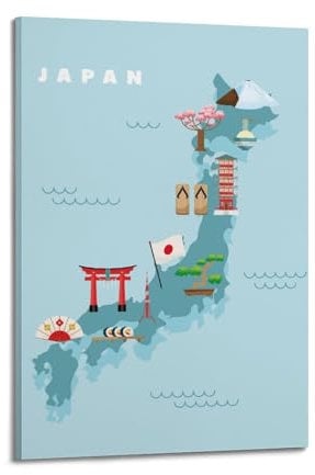 WALSFK Karten-Poster, Asien, Japan, dekorative Leinwand, Familie, Schlafzimmer, Kunstwerk, Bild, Gemälde, 30 x 45 cm