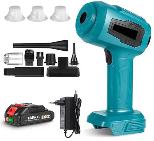 Aspiradora de mano con batería 28000 PA, 5 en 1 para coche, sin cables, miniaspirador de coche, 500 W, recargable, portátil, para oficina, hogar, cocina, animales (1 batería)