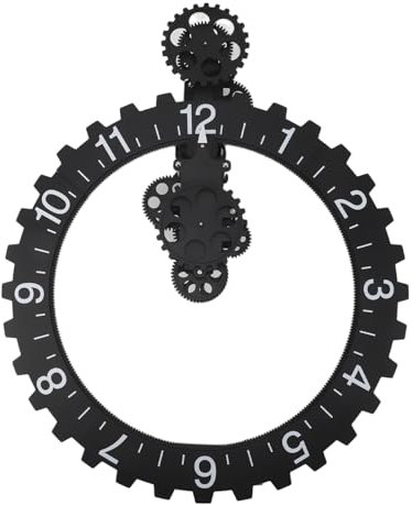EIMSOAH 3D-Uhr mit Beweglichem Zahnrad, Große Zahnraduhr mit Beweglichen Zahnrädern, Zahnrad-Wanduhr, Einseitige Mechanische Zahnrad-Drehuhr mit Stundenrad, Wandkunst, Dekorative Uhr für