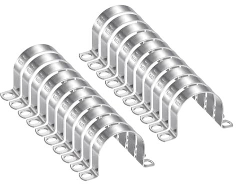 sourcing map 10pcs 2 3/8 Inch 60mm Conduit Clamps, M60 U Tube Pipe Clamp, Stainless Steel Rigid Pipe Strap, U Shaped Bracket with Two Hole for Pipe Tube Hose Wire Cord,Thick