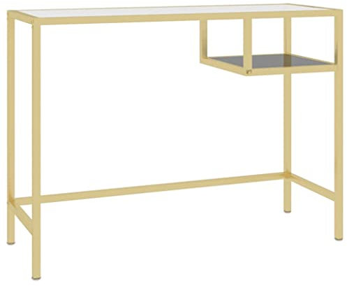 Industrial Style Computer Desk with Transparent Tempered Glass Top Iron Frame Home Office Furniture Rectangular Design Assembly Required