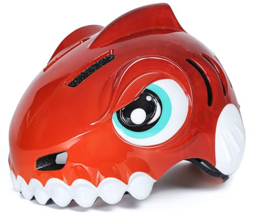 FUNWICT Fahrradhelm Kinder 3D Niedliches Cartoon Kinderhelm für 3-4-8 Jahre Radfahren Skateboard Einstellbare Größe 50-54cm Kinder Fahrradhelm für Jungen Mädchen (Rot, S: 50-54cm)
