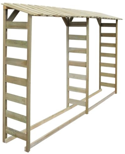 LVHUIDEH Kaminholzregal mit Schräges Dach Aussen Brennholz-Lagerschuppen Feuerholz Unterstand Außen Brennholzregal Firewood Rack 300 x 44 x 176 cm