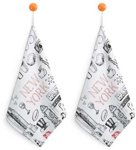 FZRTGOP New York Handtücher Weich Sehr Saugfähig Badetücher 2Er Pack Handtuch Für Badezimmer Küche 30cm