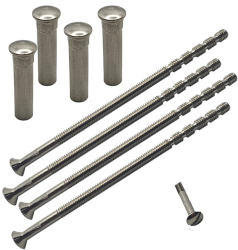 M4 x 90mm Chrome Door Handle SLOTTED-Screws with Chrome Security Bolt Carriage Sleeve Male to Female Connecting Screws for Door Han-dle, Knobs Escutcheons and Others (Pack of 4)