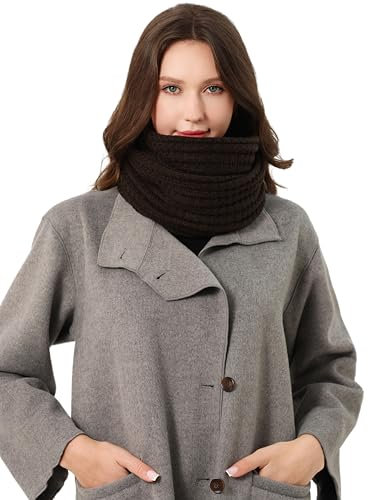DonDon Schal Damen Winter Winterschal Strickschal Loop Schal Schlauchschal - Braun