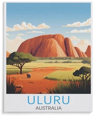 Uluru Vintage Travel Poster Australia,paper Jigsaw Puzzle 1000 Pieces Adult Toys Decompression Game(38x26cm)-D60