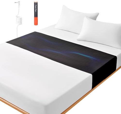 Erdungsmatte für Bett, Erdungsbettlaken zur Verbesserung des Schlafens, Atmungsaktive Erdungsbettmatte mit Elastischen Riemen, Earthing Mat Grounding 68 * 198cm Schwarz