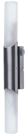 ARTE LAMP Wandleuchte Innen Badezimmer Spiegelleuchte Bad 2-flammig aus Metall mit weißem Glasschirm, E14, Silber/Weiß, feuchtigkeitsresistent, 45 x 8 x 5 cm