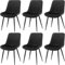 FRUOGO Esszimmerstühle 6er Set,Samt Polesterstuhl,Robuste Metallbeine,Modernes Streifendesign für Esszimmer,Wohnzimmer,Küche,Lounge,Schwarz