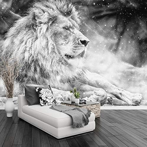 XLMING Der Schwarz-Weiße Löwe 3D Tapete Wohnzimmer Sofa Schlafzimmer Esszimmer Home Dekoration Wand-350cm×256cm