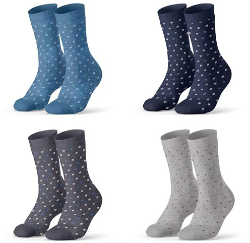 SockTailor Calze Corte Uomo Cotone Chiffon, Eleganti Traspiranti, Alternativa al Filo di Scozia, 4 Paia Tinta Unita e Fantasie, Calze Estive 41-46, Calzini Cotone Corti, Calze Uomo Classiche