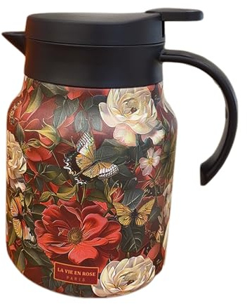 budiniao Glass with Stainless Crafted Glass Teapots Tea Steel for Teapots Infuser Flasks Japanese Vintage Glass Teapots, Red, 1000ML