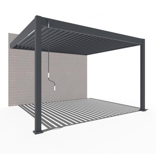 Weide Deluxe Wandpergola 3x3,6 m stabil aus Aluminium - Terassenüberdachung Pavillion mit Lamellendach - Garten Sonnenschutz Terasse - Wetterfest wasserdicht Winterfest - Grillpavillon in Anthrazit