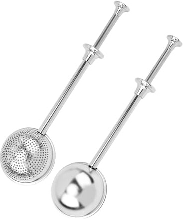 DmDoyy Colador De Té, Infusor De Té De Bolas De Acero Inoxidable, 2 Piezas Pinzas De Té De Acero Inoxidable (Agujero Completo + Medio Agujero), Para Café, Especias, Harina Y Azúcar