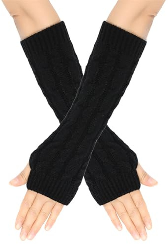 CAZSTYK 2pcs Elegante Senza Dita Braccio Coperture Traspirante Manicotti Autunno Maniche Per Le Ragazze In Inverno Ufficio Warm, Nero , Taglia unica