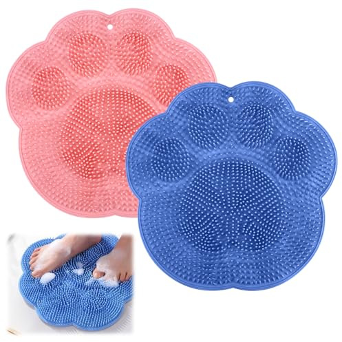 2 cepillos de pies para la Ducha, para Cuidado, Limpieza | almohadilla de masaje de silicona antideslizante, alfombrilla de masaje para pies, con ventosas antideslizantes