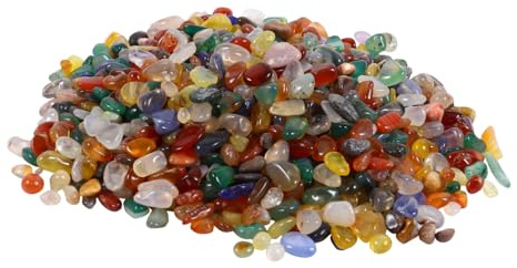 TOPPERFUN Natural Crystal Agate Stone Gravel 300g, Colorful 5-7mm Tumbled Pebbles for Aquarium Decoration and Vase Filler, Multi-color Crystal Quartz Stones for Fish Tanks and Plant Pots