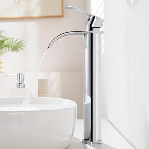 CECIPA Alto Rubinetto Bagno Lavabo Cromo, Miscelatore Lavabo Bagno Cascata