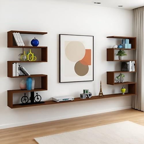 VOLDAX Moderno Mobile Mobile TV Sospeso da Parete, Elegante Mobile TV con Pratica Conservazione Per Soggiorno, Mobile Porta TV Combinabile con Libreria(Brown,220cm/86.6in)