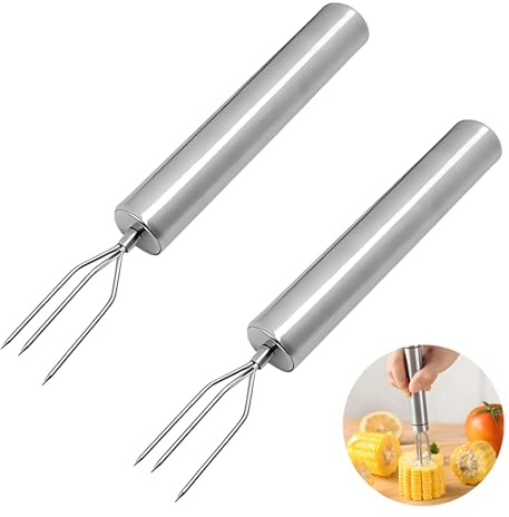 Pellkartoffelset Pellkartoffelgabel Set- 2 Stück Robuste Gabeln mit Sicherheitskappen, Ergonomischer Griff, für Gemüse und Grillgut, Langlebig und Rostfrei, 15cm Lang