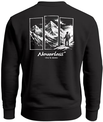 Neverless® Sweatshirt Herren Pullover Outdoor Berge Backprint Nature Grafik Fashion Streetwear Männer