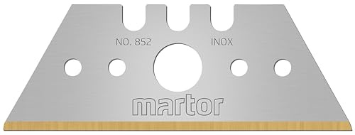 MARTOR 10x Trapezklinge TiN, rostfrei, 26 mm, 2-fach, beschichtet | Im Spender, Titanium-Nitrit, beidseitig geschliffen, Cuttermesser & Sicherheitsmesser, No. 852.70