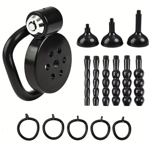 HXLXW Flat Chastity Cage Männer Set mit Urethral Plug – Peniskäfig Klein ABS Cock Cage mit 5 Ringen, Inverted Chastity Cage Flat Cage Design, Sissy Cage Keuschheitskäfig Herren Chastity Cage(Schwarz)