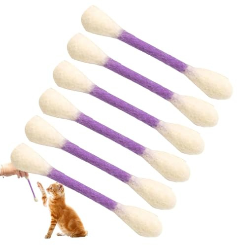 Gzadii Lot de 6 jouets à mâcher pour chatons - Kit de nettoyage des dents en coton pour chatons - Jouet de dentition pour chat - Pour la maison, le jardin, l'entraînement, l'intérieur et l'extérieur