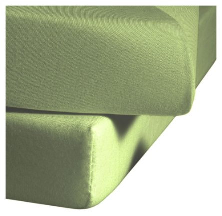 fleuresse Jenny C klassisches Jersey-Spannlaken, 100% Baumwolle, mit praktischem Rundumgummi, Fb. Jadegrün, Größe 200 x 200 cm, auch passend für 180/190 x 200