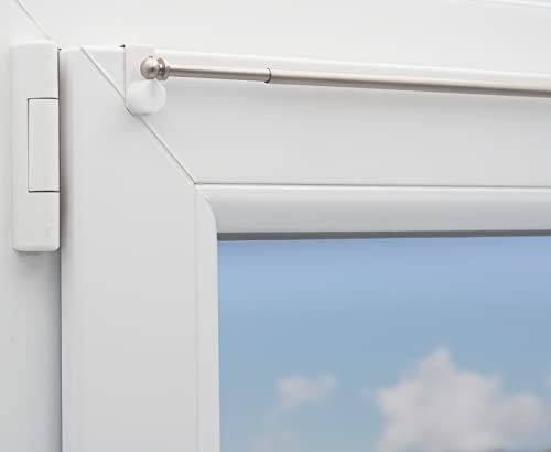 Gardinenstange Eleganz ausziehbar, inkl. Fensterhaken/Befestigung für einen Klemmbereich von 15-20 mm (60-80 cm ausziehbar, nickel matt)