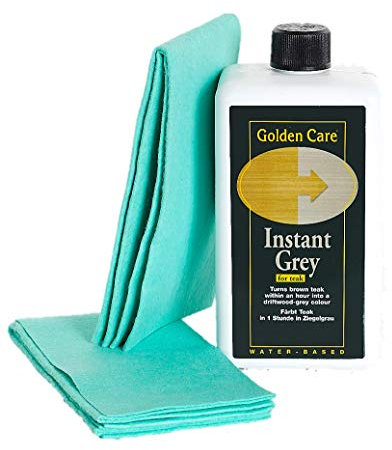 GOLDEN CARE Teak Instant Grey + 2 Applikatortücher Holzschutz und Holzpflege für Gartenmöbel