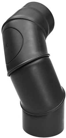 raik Rauchrohrbogen/Ofenrohrbogen Multibogen mit Tür 4-teilig 0-90° drehbar 130 mm Durchmesser 2 mm Stahlblech Schwarz SH062-130-sw
