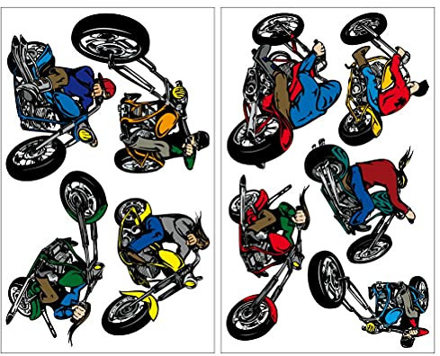 Samunshi® 9-teiliges Wandtattoo Motorrad Set Wandbilder Kinderzimmer Deko Junge Wandtattoo Kinderzimmer Mädchen Wandsticker Kinderzimmer 2x 16x26cm