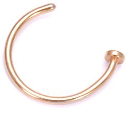 4youquality Small Thin Surgical Steel Open Nose Ring Nose Hoop Piercing Stud 7 Colour 3 Size UK (6MM, Gold)