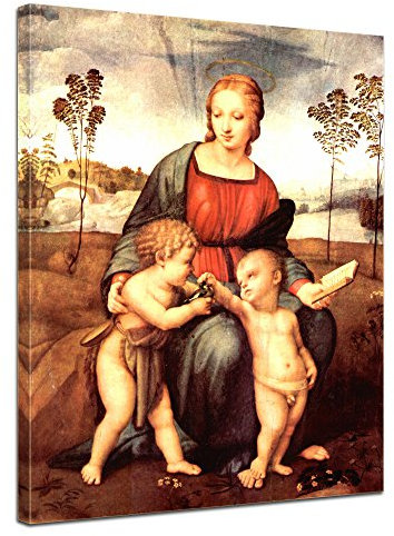 Bilderdepot24 Bild auf Leinwand | Raffael - Madonna del cardellino in 50x70 cm als Wandbild | Wand-deko Dekoration Wohnung alte Meister | NEU-180219-50x70-mdc