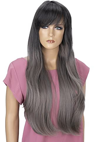 CAISHA 70cm Langhaar Perücke Fashion Wig Cosplay Glatt Grau Mix WP104
