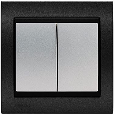 SIEMENS - Va-et-Vient + Poussoir Silver Delta Iris + Plaque Métal texturé Alu Noir