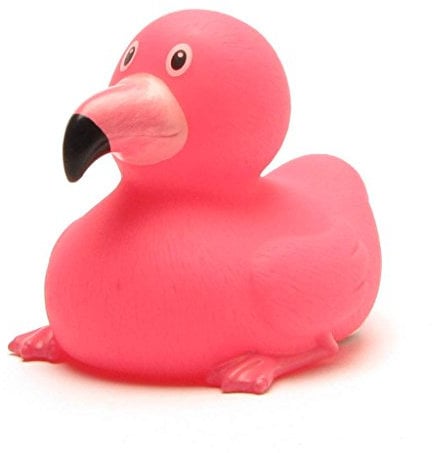 Duckshop I Badeente Flamingo I Quietscheente pink I L: 7,5 cm I inkl. Quietscheentchen-Schlüsselanhänger im Set I Geschenk für Tierfreunde I Präsent Sammler