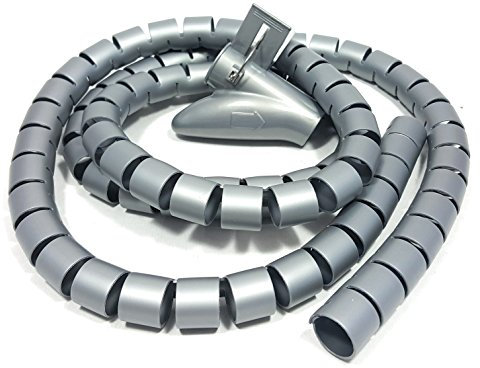 Bambelaa! Kabelschlauch Grau 1,5m Durchmesser 20mm - 22mm Selbstschließend für Schreibtisch Kürzbar Flexibler Kabelkanal Flexibel Wand Fernseher Kabelschutz Kabelmanagement für TV Computer