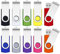 USB Stick 4GB 10er Pack, SRVR USB Stick 10 Stück Speicherstick USB-Flash-Laufwerk Mehrfarbig Memory Stick Datenspeicher USB 2.0 mit Kappe LED Anzeige Schlüsselband
