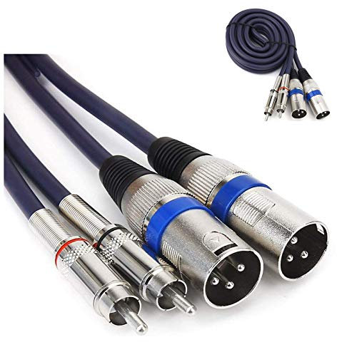 HTRUIYATY Dual XLR to RCA Cable 2×Cavi XLR Maschio a 2×Cavo RCA Interconnect Cord HiFi Stereo Audio per Altoparlante Microfono Cavi Audio di Potenza (1,5 m)